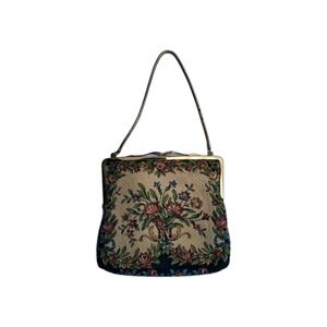 Vtg Tapestry Floral Hand Bag purse Multi Colored Cottagecore Floral
